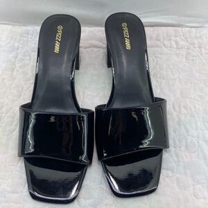 New Elegant Black Patent Leather Looking Mules. Women’s 9.5